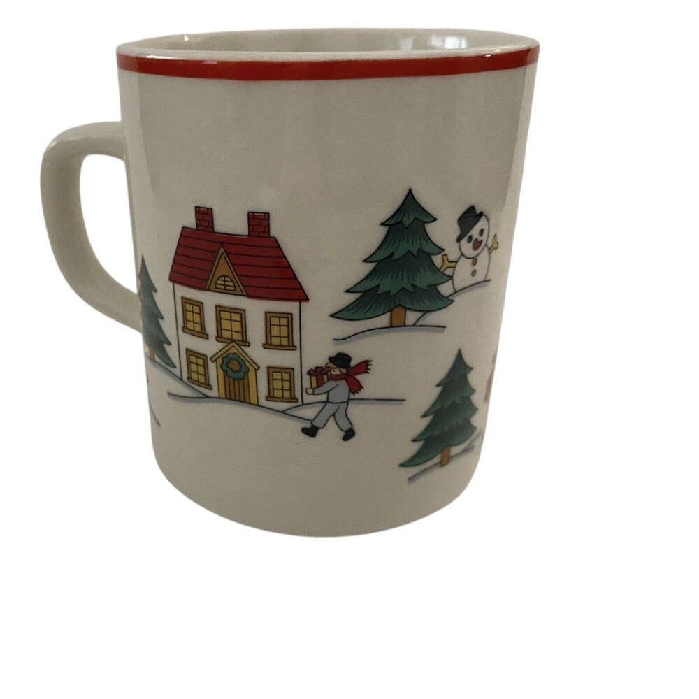 Vintage Joy Of Christmas Jamestown Coffee Tea Winter Scene Carriage Horse